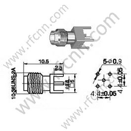 זכר SSMA עבור PCB מחבר RF